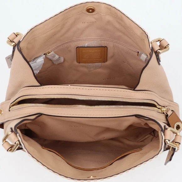 New Coach Edie 31 Jacquard and Leather Shoulder Bag Beechwood - Picture 11 of 13